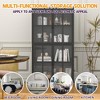 Ridstar 63 in. H Modern Metal Storage Cabinet with Tempered Glass Doors & Adjustable Shelves For Home & Office Use-Black - 2 of 4