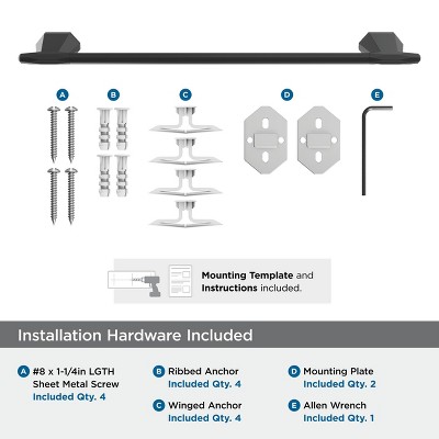 Matte Black 18-inch Wall Mounted Towel Bar