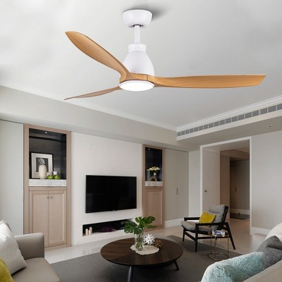 52 inch Indoor Ceiling Fan with Intergrated LED - Matte White with Antique Brown Wood Grain Blade,White+Walnut