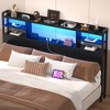 Besiost Headboard with Storage shelves and Charging Station, Wood Headboard with LED Light - 2 of 4
