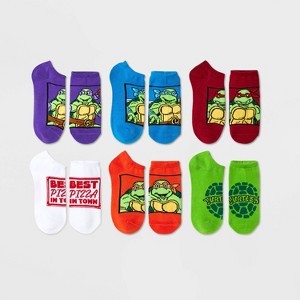 Boys' Teenage Mutant Ninja Turtles 6pk No Show Socks - Blue - 1 of 3