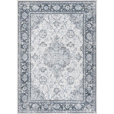 Vintage Floral Area Rugs — Machine Washable, Non-Slip Low Pile Carpet for Living Room & Bedroom