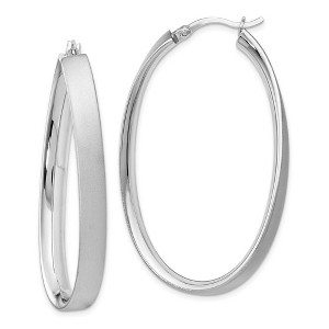 Black Bow Jewelry 5mm Satin Wavy Oval Hoop Earrings in Sterling Silver, 49mm (1 7/8 in) - 1 of 4