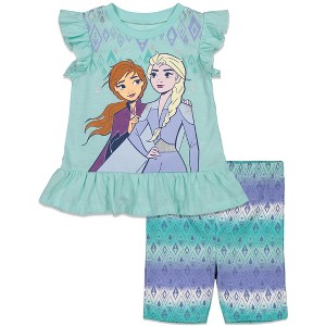 Disney Frozen Princess Anna Elsa Baby Girls T-Shirt and Shorts Outfit Set - Little Kid - 1 of 4