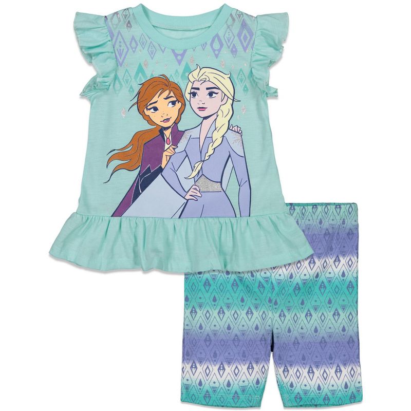 Disney Frozen Princess Anna Elsa Baby Girls T-Shirt and Shorts Outfit Set - Little Kid , 1 of 9