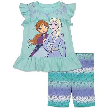 Disney Frozen Princess Anna Elsa Baby Girls T-Shirt and Shorts Outfit Set - Little Kid 