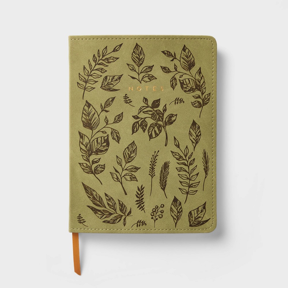 Photos - Other interior and decor 240 Sheet Ruled Journal 5.75"x7.75" Faux Leather Leaves - Threshold™