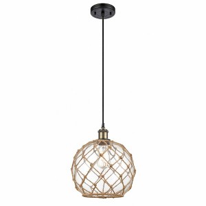 Farmhouse Rope - 1 Light Cord Hung Mini Pendant In Industrial Style-13 Inches Tall and 10 Inches Wide - 1 of 1
