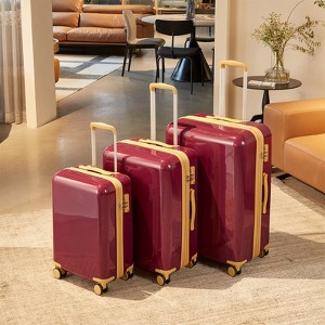 3-Piece Hardside Luggage Set with Triple Telescopic Handles, TSA-Approved Safeguard Locks, Smooth Anti-Pinch Design Travel Suitcase Set 20", 24", 28" - 1 of 4