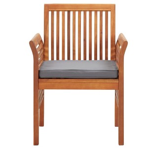 vidaXL 4X Patio Dining Chairs - Solid Wood Acacia with Cushions - Outdoor/Garden Rustic Seating - Set of 4 - 1 of 4