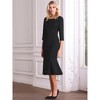 Hobemty Women's Elgant Fishtail Square Neck Belted 3/4 Sleeve Work Mermaid Dress - 3 of 4