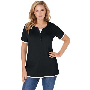 Woman Within Plus Size Layered-Look Tee - 1 of 4