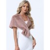 INSPIRE CHIC Women's Retro Winter Bridal Wedding Cropped Faux Fur Shawls - 2 of 4