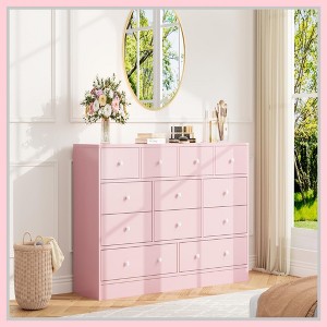 Jojoka 12 Drawer Dresser with Power Outlet, 61" Wide Wood Chest for Bedroom, Closet, Living Room Storage, Tall Dresser Organizer - 1 of 4
