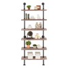 Modern Industrial 6-Tier Iron Pipe wall Mount Ladder Shelf Distressed Wood - Danya B.: Floating, Open Design, Laminated Surface - 4 of 4