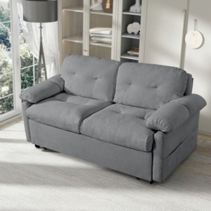 Queen Size Convertible Sleeper Sofa Bed with Casters, Compact Pull-Out Chenille Loveseat for Small Apartments or Offices–The Pop Home - 1 of 4