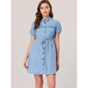 Allegra K Women's Jean Chambray Summer Casual Button Down Denim Dresses - image 4 of 4