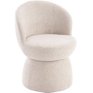 YOUNIKE Swivel Makeup Vanity Chair Boucle Fabric Barrel Accent Chair Upholstered Dining Chair 22" Wide Sofa Chair for Dressing Nook - 1 of 4