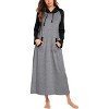 Ekouaer Nightgowns for Women Cotton Nightgown Long Sleeve Hooded Night Gown Contrast Color Full Length Loungewear with Pocket - 4 of 4