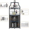 Corner Bar Cabinet with Glass Holder, Industrial Wine Cabinet with Adjustable Shelf, Liquor Cabinet Bar Cabinet, Corner Display Cabinet - 3 of 4
