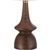 360 Lighting Mid Century Modern Table Lamp 24" High Walnut Faux Wood Brown Off White Linen Drum Shade for Bedroom Living Room House Bedside Office - 3 of 4