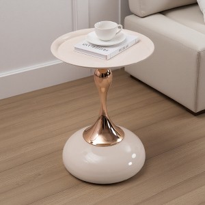 Mermaid-Pedestal Metal Round End Coffee Table - 1 of 4