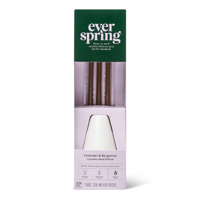 Lavender & Bergamot Liquidless Reed Diffuser - 3ct - Everspring™