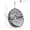 Sunnydaze Outdoor Resin Wicker Patio Jackson Hanging Basket Egg Chair Swing with Cushions and Headrest - 2pc - image 3 of 4