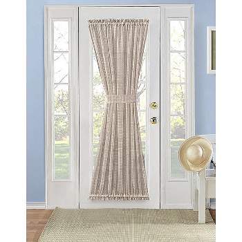 Kate Aurora Plaid Sheer French Door Curtain Panel With Tieback