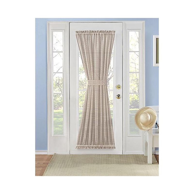 Kate Aurora Plaid Sheer French Door Curtain Panel With Tieback, 1 of 2