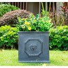 12.6" Square Lightweight Concrete/Fiberglass English Lion Head Indoor/Outdoor Planter Antique Gray - Rosemead Home & Garden, Inc. - 2 of 4