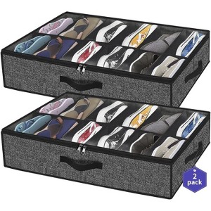 Sturdy Under Bed Shoe Storage Organizer, Underbed Shoes Closet Storage Solution with Clear Window, Breathable - 1 of 4