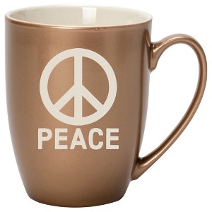 100 North Bronze Metallic Finish, 10 Ounce, Comfortably Fits Your Hands, New Bone China Coffee Tea Cup Mug, Peace Sign - 1 of 1
