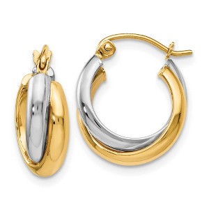 Black Bow Jewelry 6mm Crossover Double Round Hoop Earrings in 14k Two Tone Gold, 14mm - 1 of 4