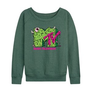 Women's - MTV - Slime Logo Lightweight French Terry Wide Neck Long Sleeve Shirt - 1 of 4