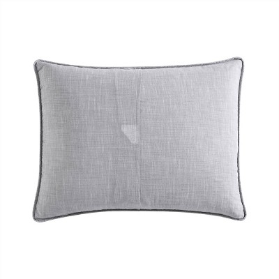 Reversible Gray Cotton Twin Quilt Set with Fern Design