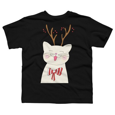 Boy's Design By Humans Christmas cat By Rasheb T-Shirt
