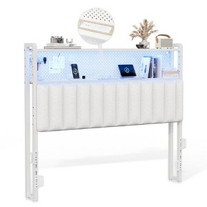 Karl Home Twin Full Queen King Size Headboard, Adjustable Upholstered Headboard with 2 Tier Shelves and Pegboard with Charging Stations and LED Lights - 1 of 4