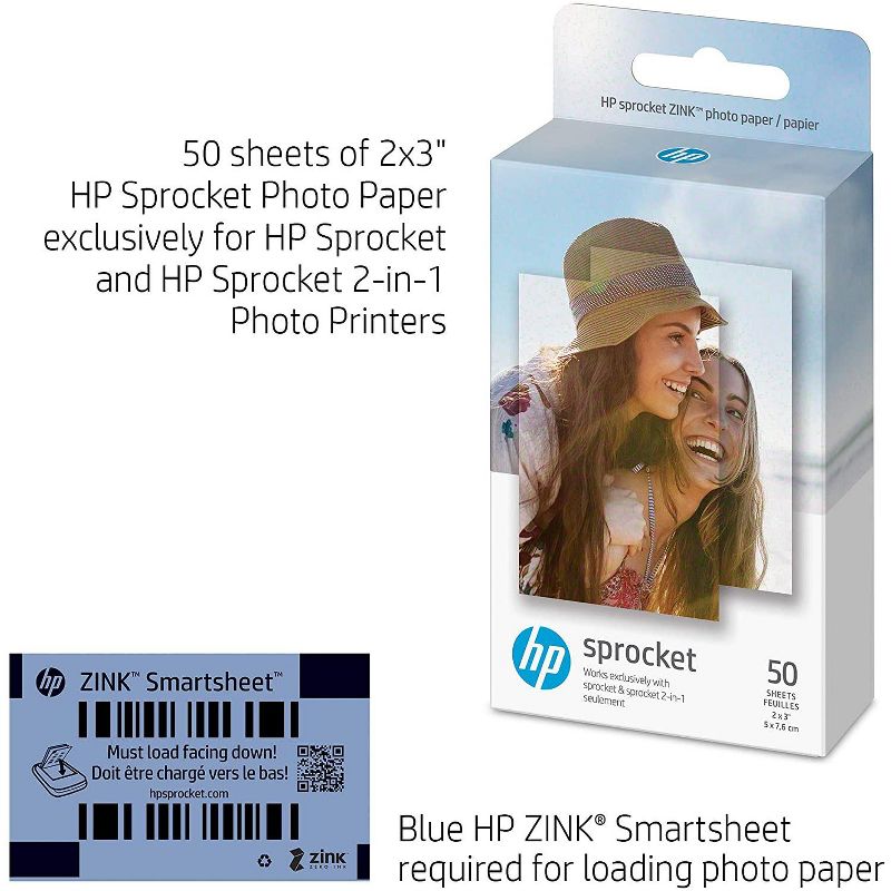HP Sprocket 2x3" Premium Zink Sticky Back Photo Paper Compatible with HP Sprocket Photo Printers., 2 of 6