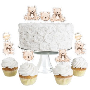 Big Dot of Happiness We Can Bearly Wait - Dessert Cupcake Toppers - Teddy Bear Baby Shower Clear Treat Picks - Set of 24 - 1 of 4