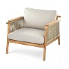 Christopher Knight Home Jackie Patio Acacia Wood Rope Weave Club Chair with Cushions, Teak/Beige - 4 of 4
