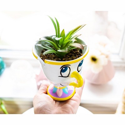 Disney Beauty and the Beast Ceramic Mini Planter with Faux Succulent