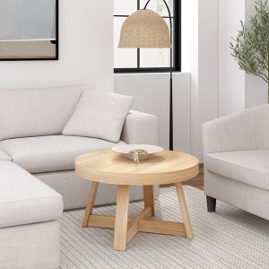 Plank+Beam Solid Wood Classic Round Coffee Table, 30" Farmhouse Coffee Table - 1 of 4