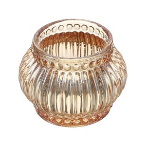 Unique Bargains Centerpiece Decor Round Pinstripe Votive Glass Tea Light Holder - 1 of 4