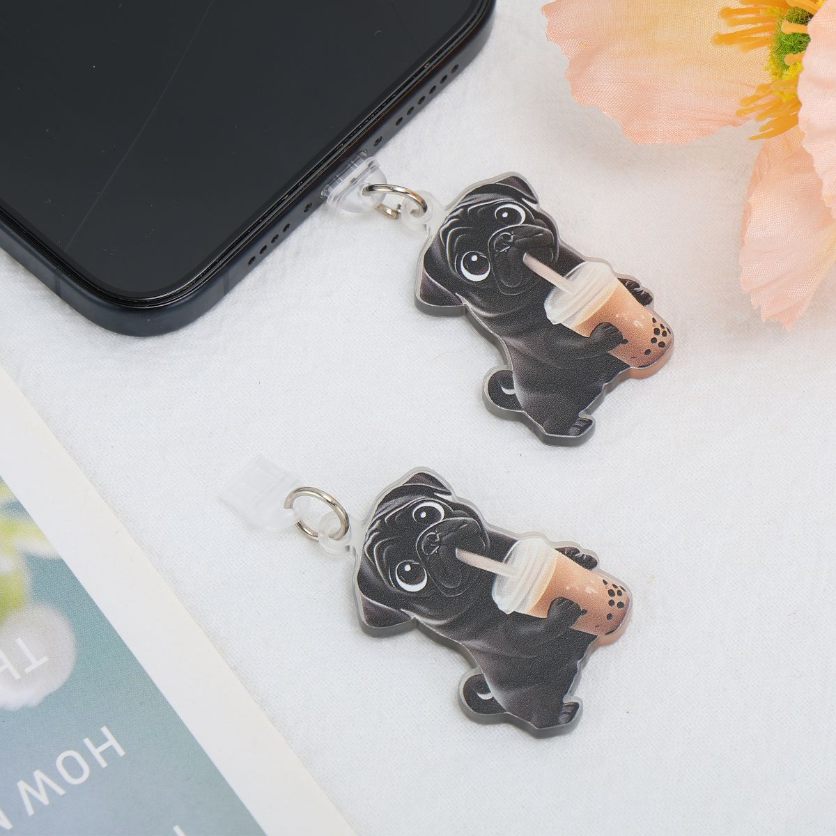 Unique Bargains Dog Pendants Dust Plug Charm for Type-C Black Gray Brown 2 Pcs - thumbnail 3