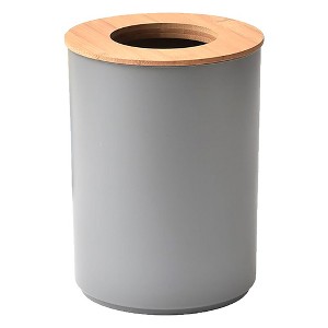 Evideco French Home Goods Bathroom Trash Can Padang Bamboo Top 1.3 Gal - 1 of 4