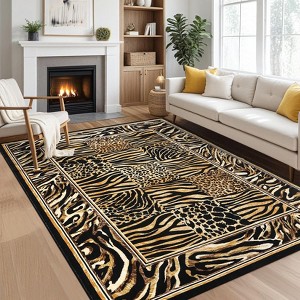 Leopard Rugs for Bedroom Washable Living Room Area Rug, Soft Animal Print Large Rugs Low Pile Non-Slip Indoor Floor Carpet for Nursery - 1 of 1