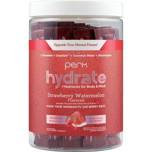 Perk Hydrate Electrolyte Stickpacks Strawberry Watermelon Flavored (20 Packets) - Coconut Water, CDP-Choline, L-Theanine, Gluten-Free - 1 of 4