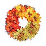 Collections Etc Colorful Fall Maple Leaves Door Wreath 18" x 5" x 18"