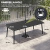 Crestlive Products 7pc Outdoor Dining set for 6 People Patio Rectangle Table Aluminum Frame with Wood-Like Tabletop and Umbrella Hole - 3 of 4